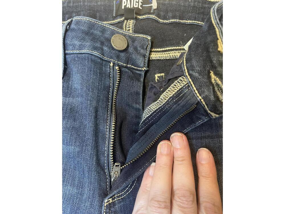Paige Hoxton Ankle High Rise Skinny Stretch Jeans in Dark Blue Size 27 - Picture 7 of 14